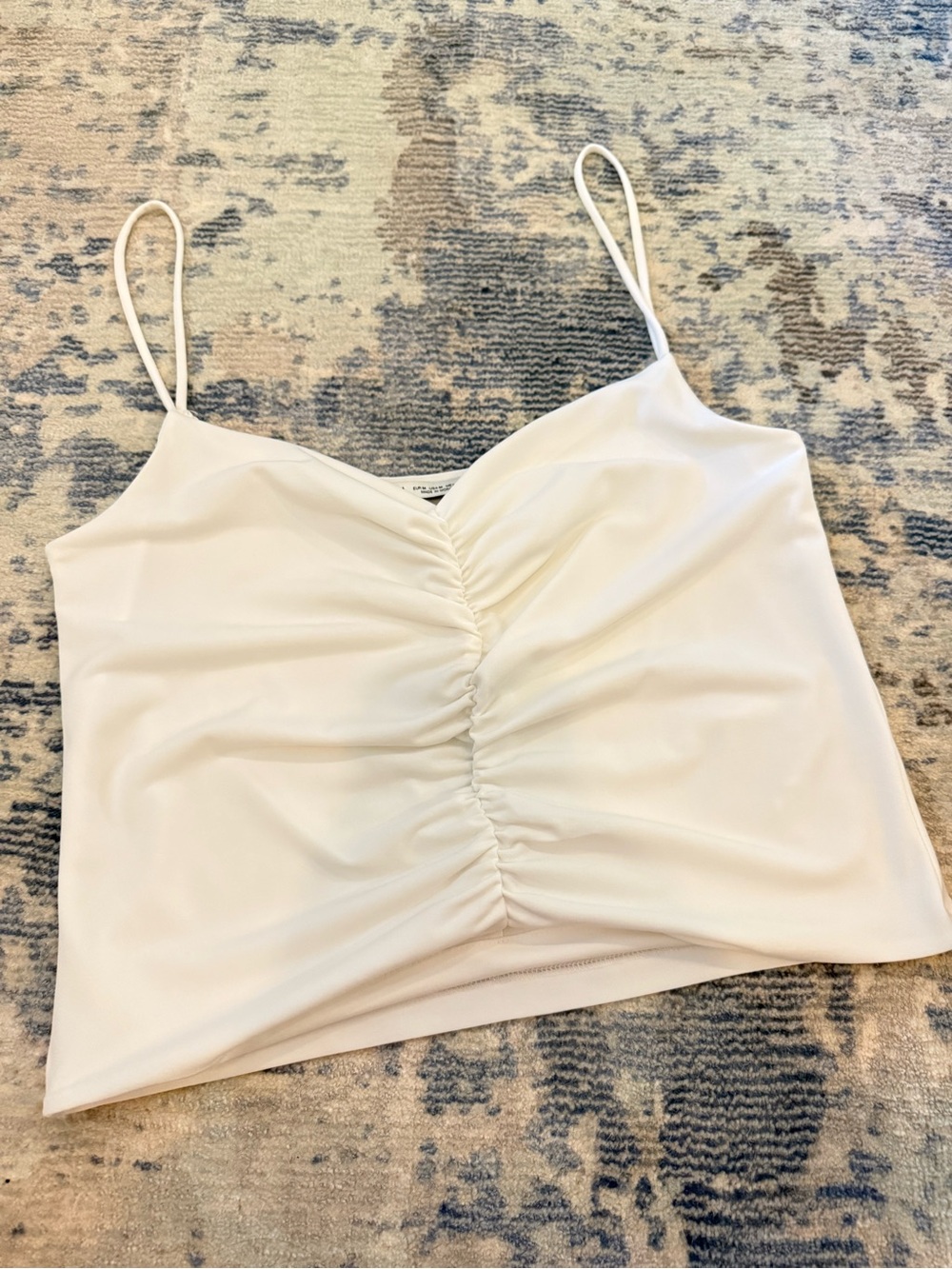 Zara Cream Ruched Spaghetti Strap Tank